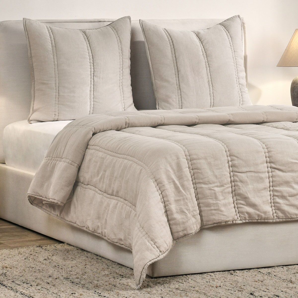 Rowen - 4 Piece King Quilt Set - Taupe