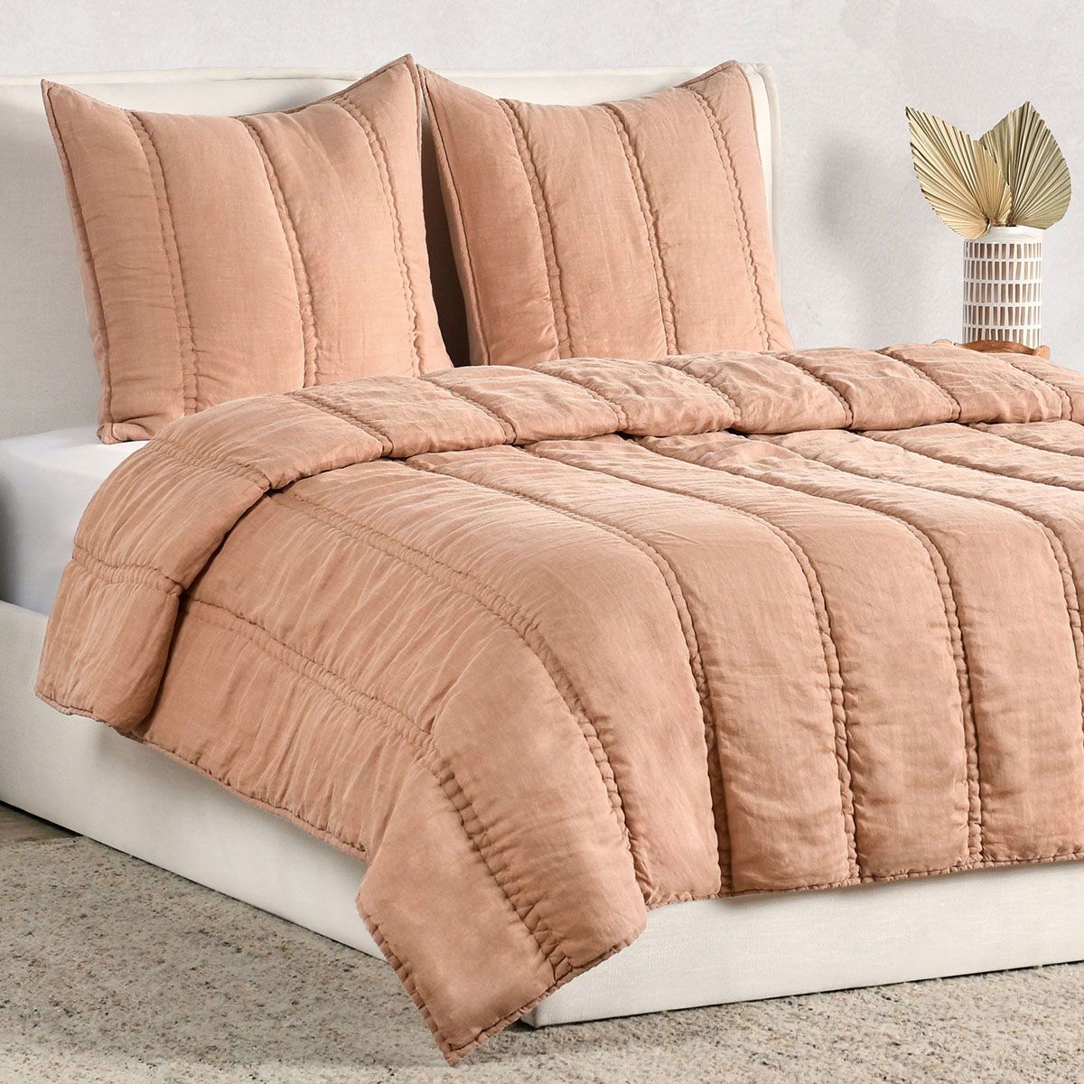 Rowen - 4 Piece King Quilt Set - Clay