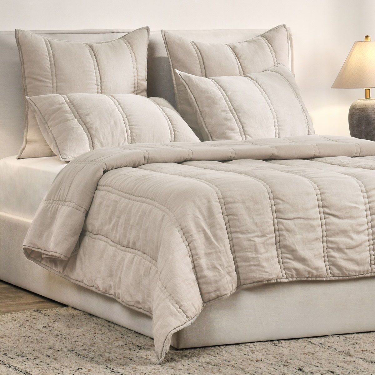 Rowen - King Quilt - Taupe