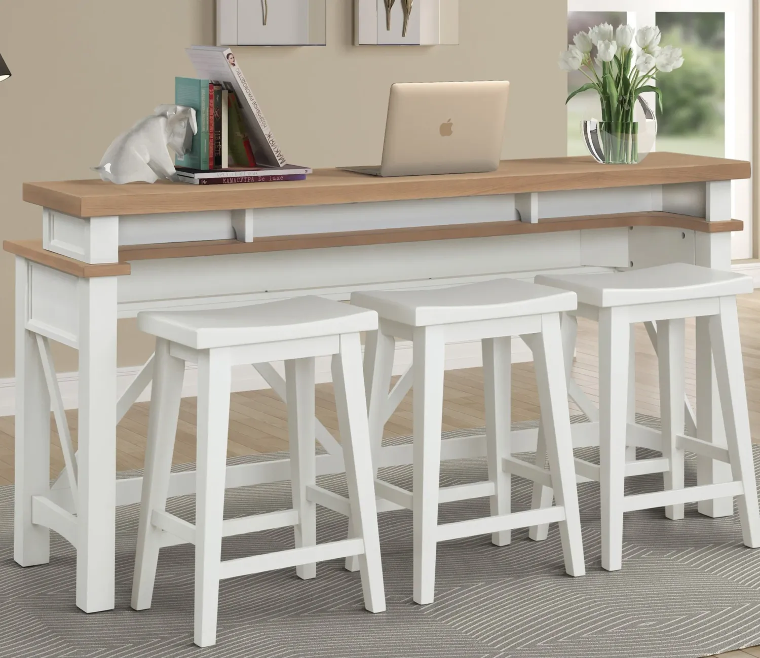 Americana Modern - Everywhere Console with 3 Stools - Cotton