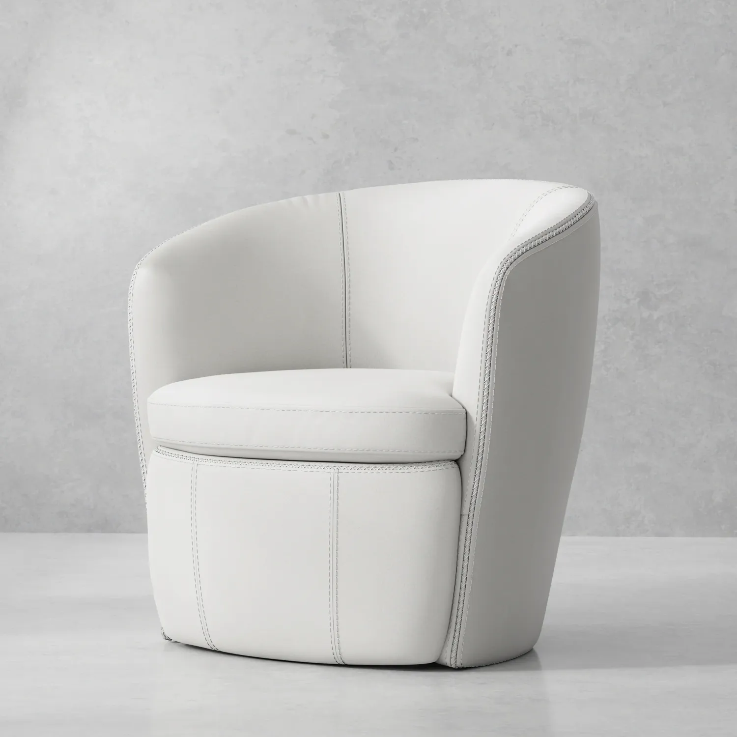 Barolo - 100% Italian Leather Swivel Club Chair - Snow
