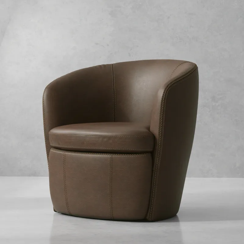 Barolo - Swivel Club Chair - Vintage Brown