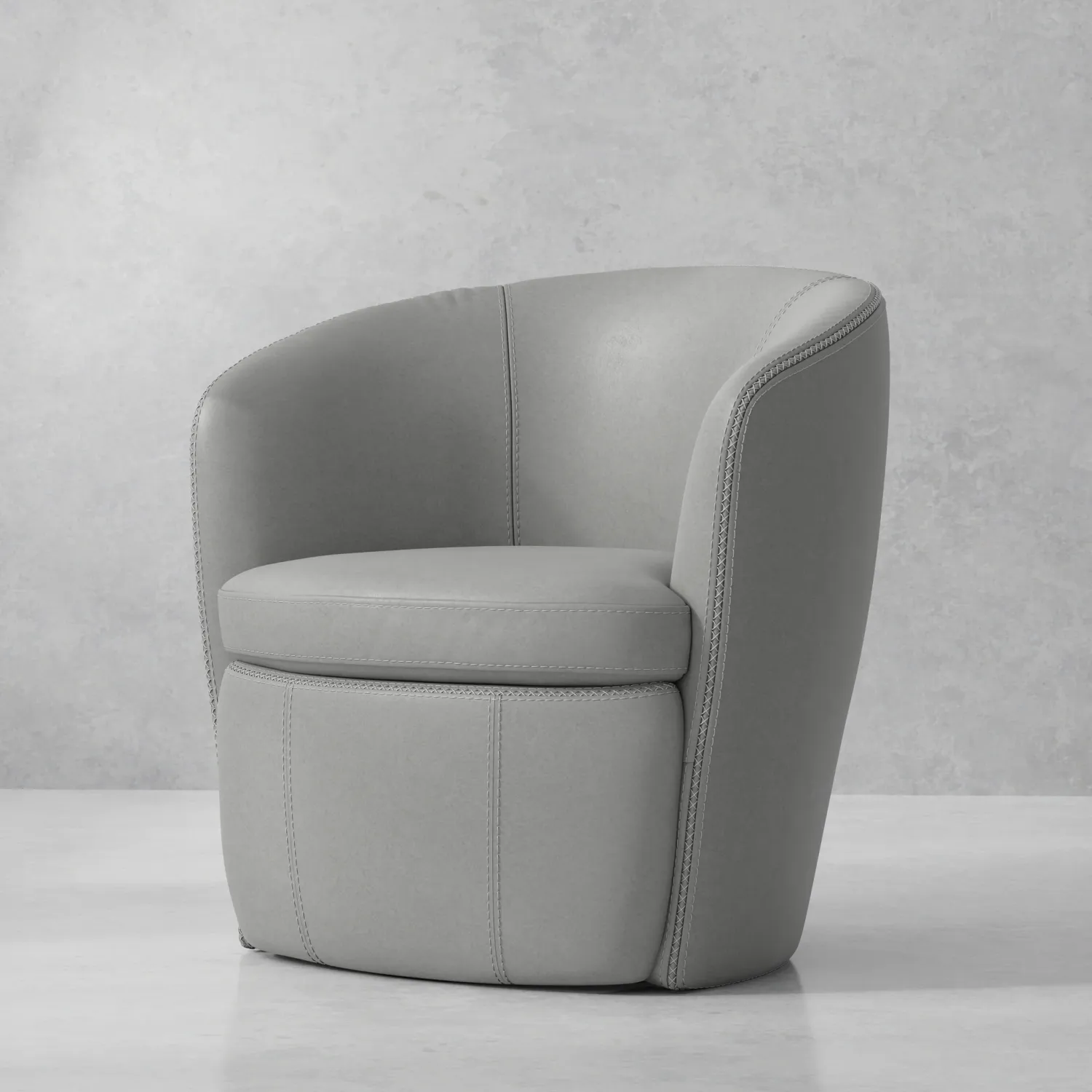 Barolo - 100% Italian Leather Swivel Club Chair - Steamboat Ice