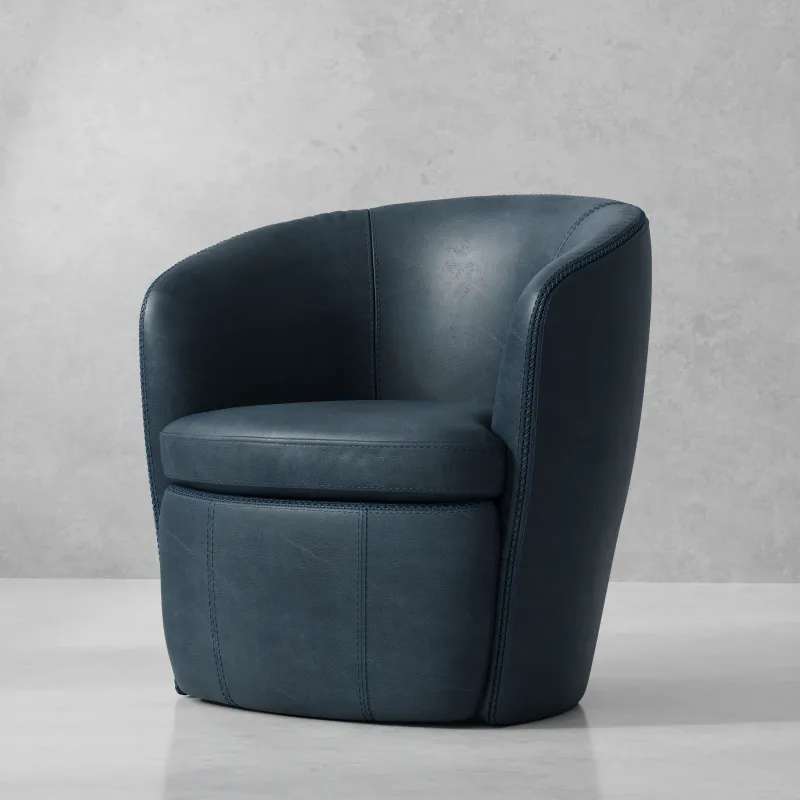Barolo - Swivel Club Chair - Vintage Navy