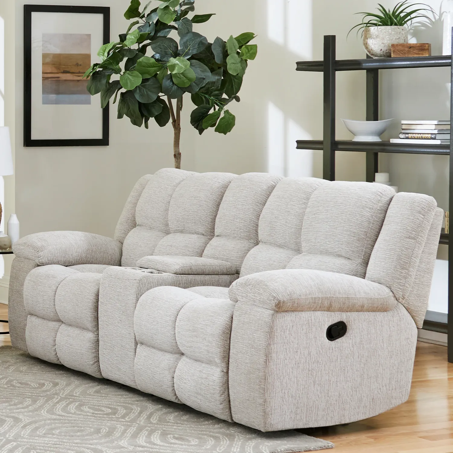 Buster - Reclining Console Loveseat - Opal Taupe