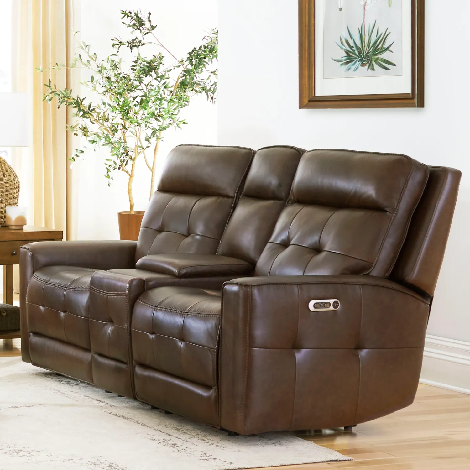 Canterbury - Power Zero Gravity Console Loveseat - Acorn