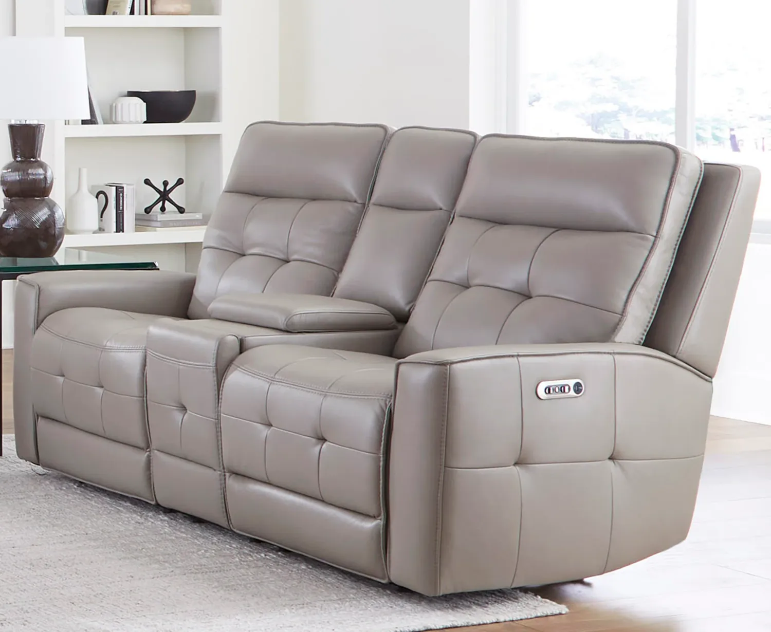 Canterbury - Power Zero Gravity Console Loveseat - Pewter