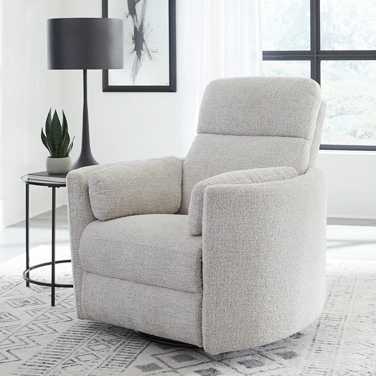 Radius - Manual Swivel Recliner - Angora Linen