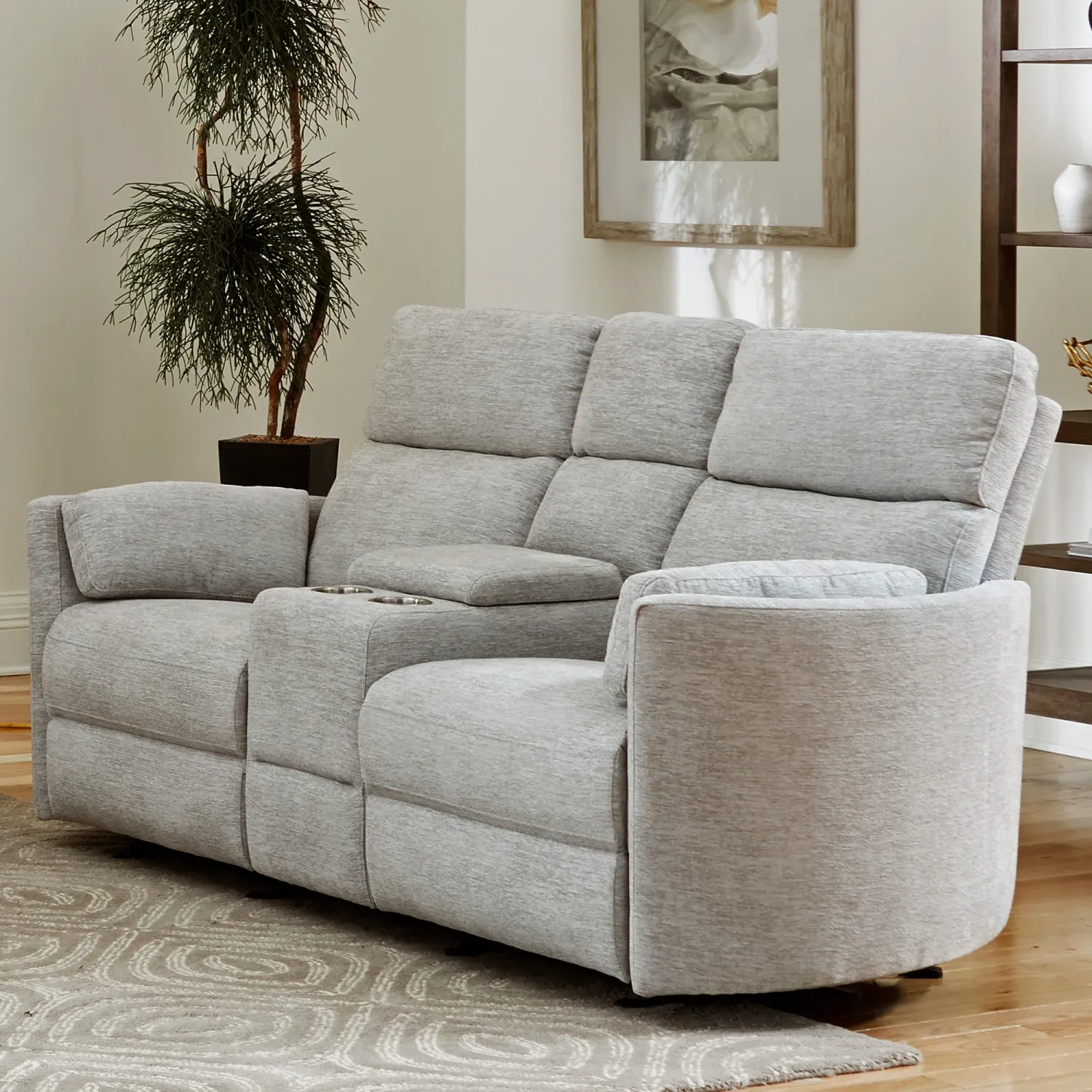 Radius - Power Glider Reclining Console Loveseat - Mineral