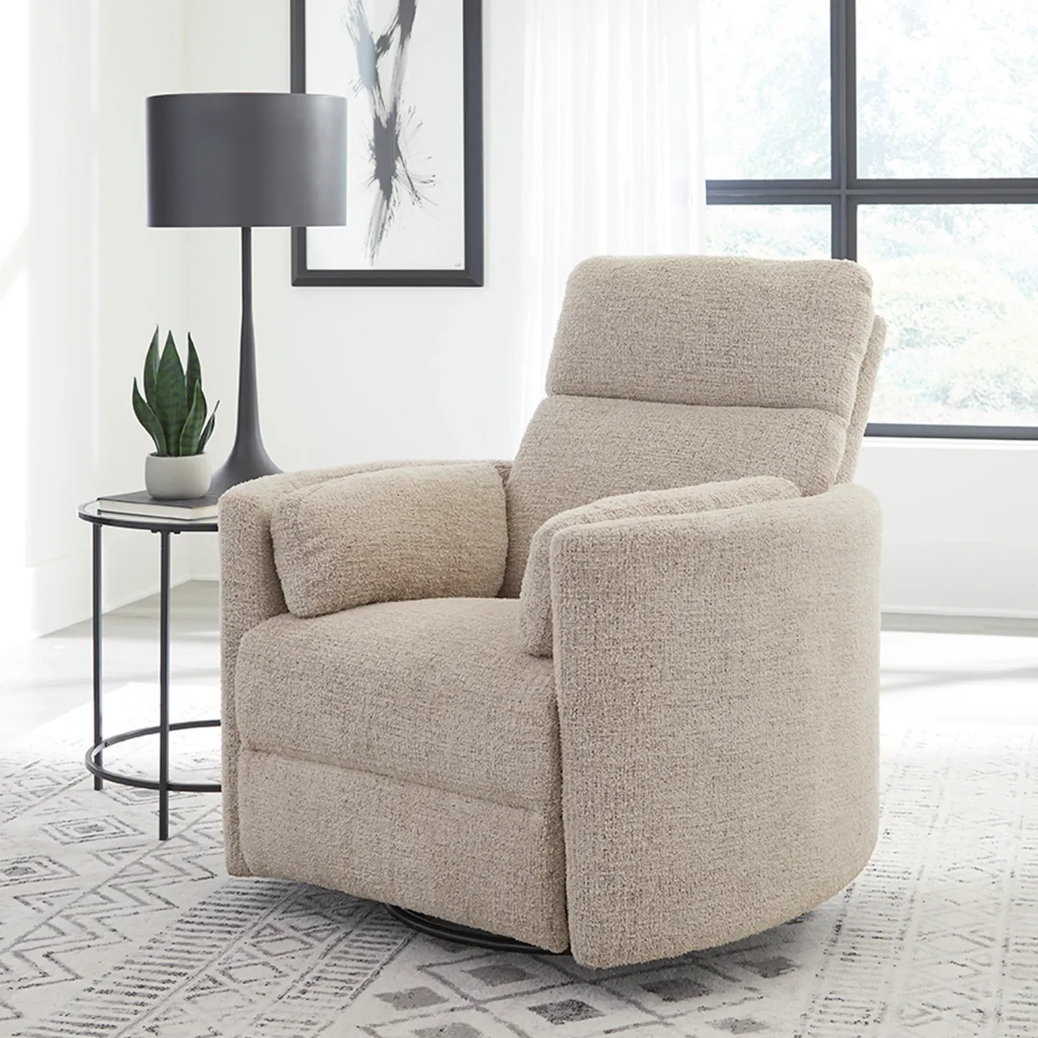 Radius - Manual Swivel Recliner - Burlap