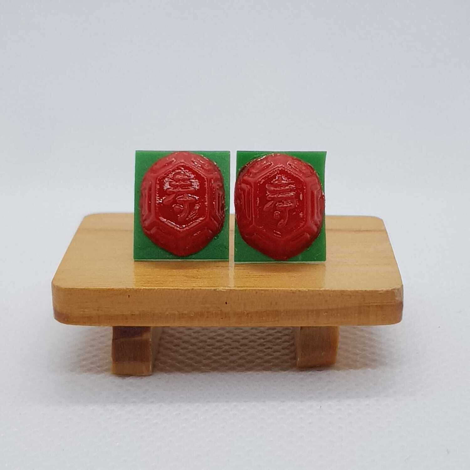 Handmade Ang Ku Kueh Earrings