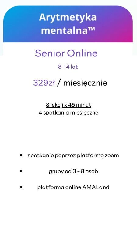 Kurs Arytmetyka Mentalna™ Senior