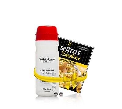 Spätzle-Shaker-Set ROT mit Original 2-Portionen-Spätzle-Shaker (675ml) + Spätzle-Shaker-Kochbuch