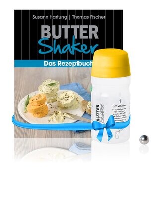 Starter-Set fürs Butter machen GELB mit Original Butter-Shaker gelb (325ml ) + Butter-Shaker-Rezeptbuch