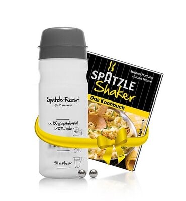 Spätzle-Shaker-Set ANTHRAZIT mit Original 2-Portionen-Spätzle-Shaker (675ml) + Spätzle-Shaker-Kochbuch