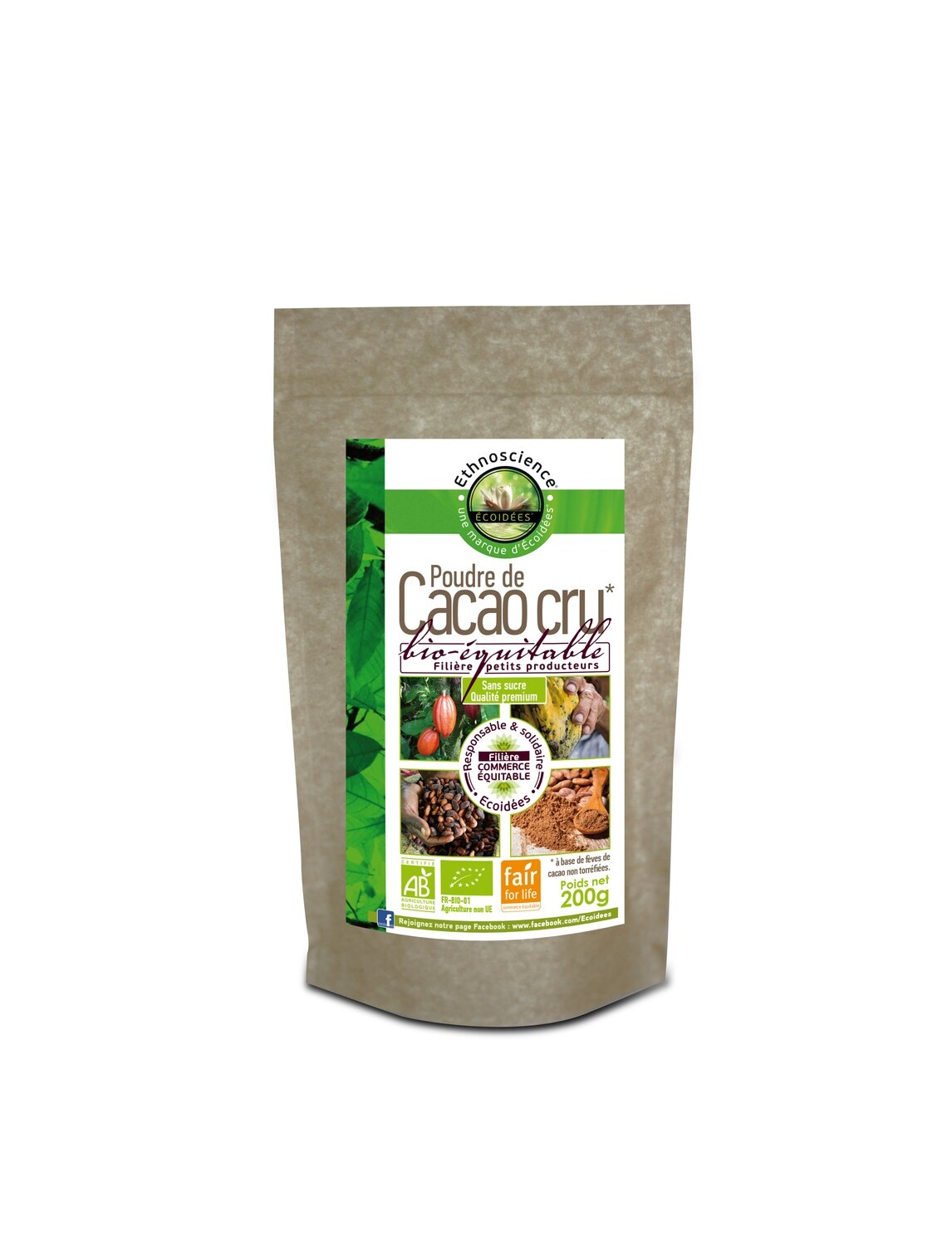 Poudre de cacao cru (sans sucre) - 200gr