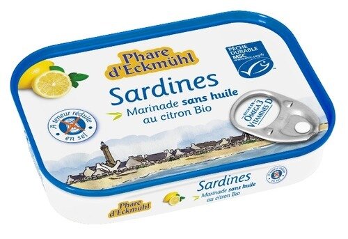 Sardines au citron sans huile pauvre en sel - 115gr