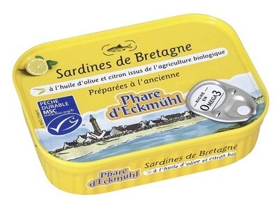 Sardines à l&#39;huile d&#39;olive et citron - 135gr