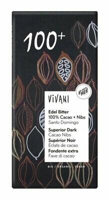 Chocolat noir 100% &amp; Cacao Nibs - 80gr