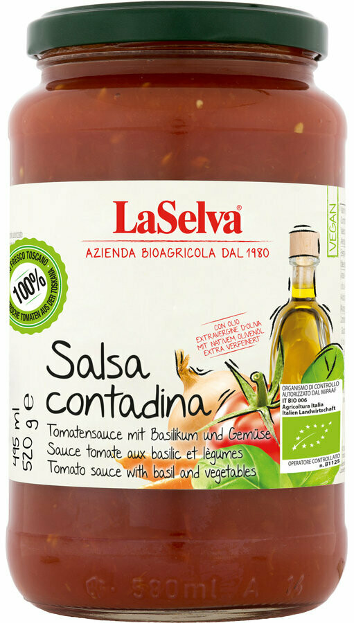 Tomatensauce mit Basilikum und Gemüse - 520gr