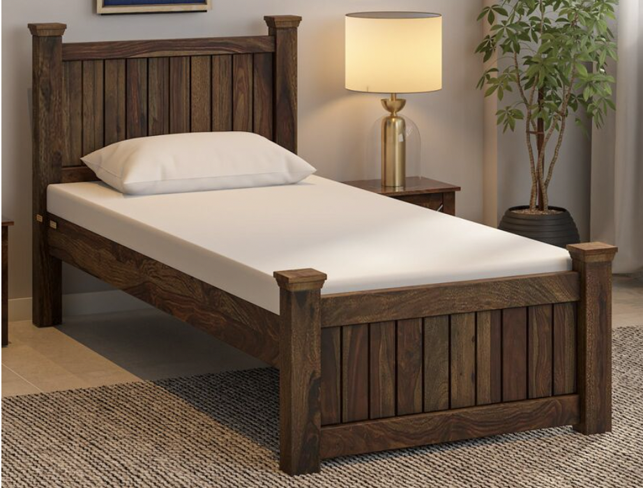 Gamma Single Bed Teak Finish