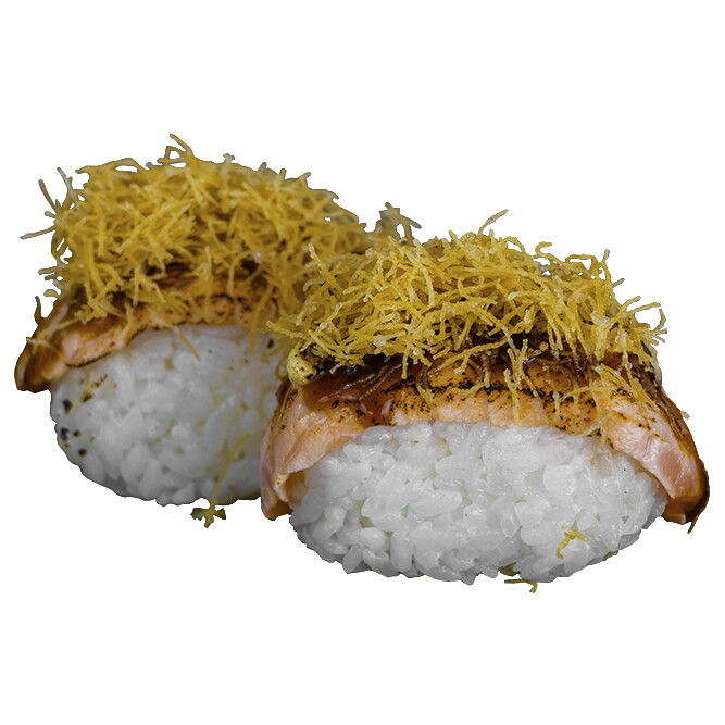 Dynamite sake nigiri (per stuk)