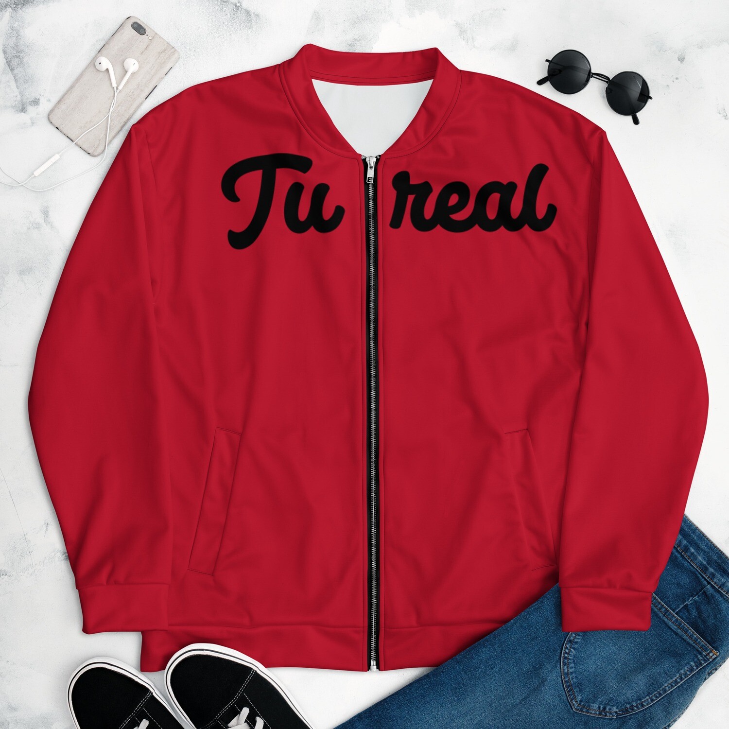 Tureal Red Unisex Bomber Jacket