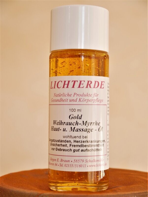 LICHTERDE  Gold-Weihrauch-Myrrhe Haut- und Massageöl