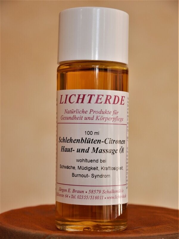 LICHTERDE Schlehenblüten-Citronen Haut- und Massageöl LICHTERDE Schlehenblüten-Citronen Haut- und Massageöl