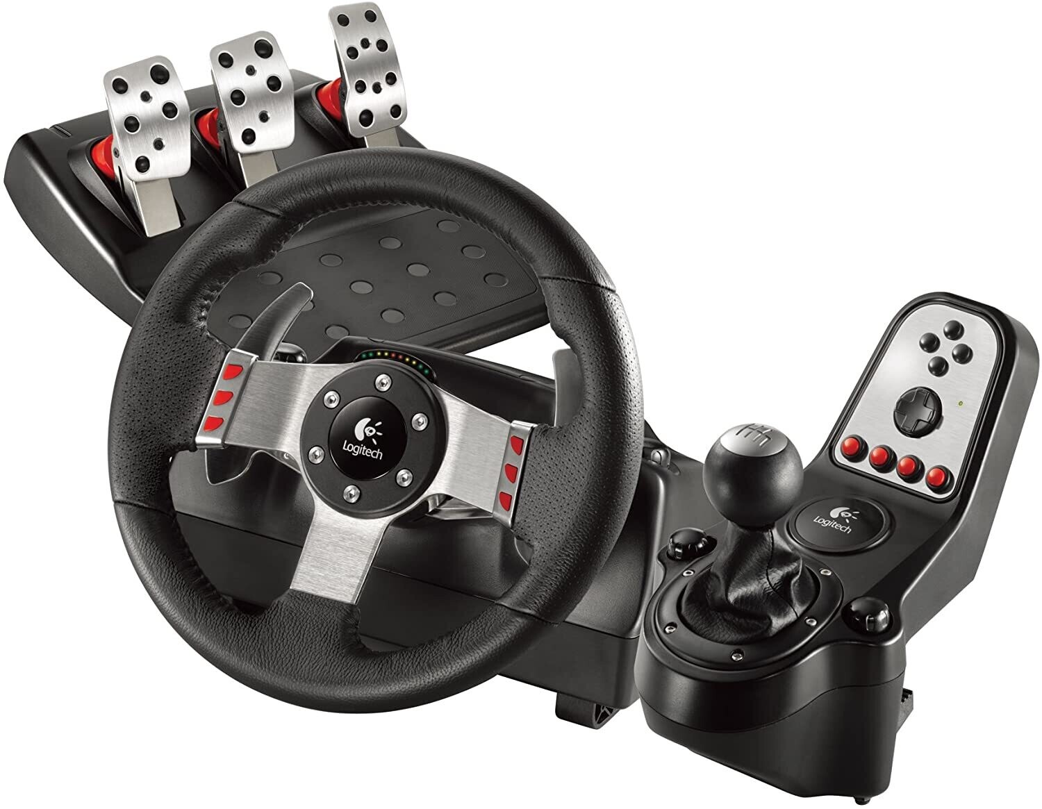Logitech G27 vairas su pedalais ir bėgių perjungėju