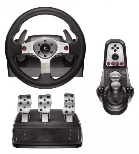 Logitech G25 vairas su pedalais ir bėgių perjungėju, naudotas