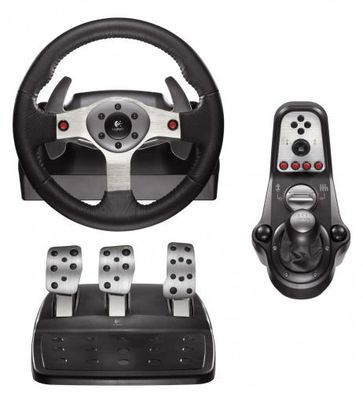 Logitech G25 vairas su pedalais ir bėgių perjungėju, naudotas