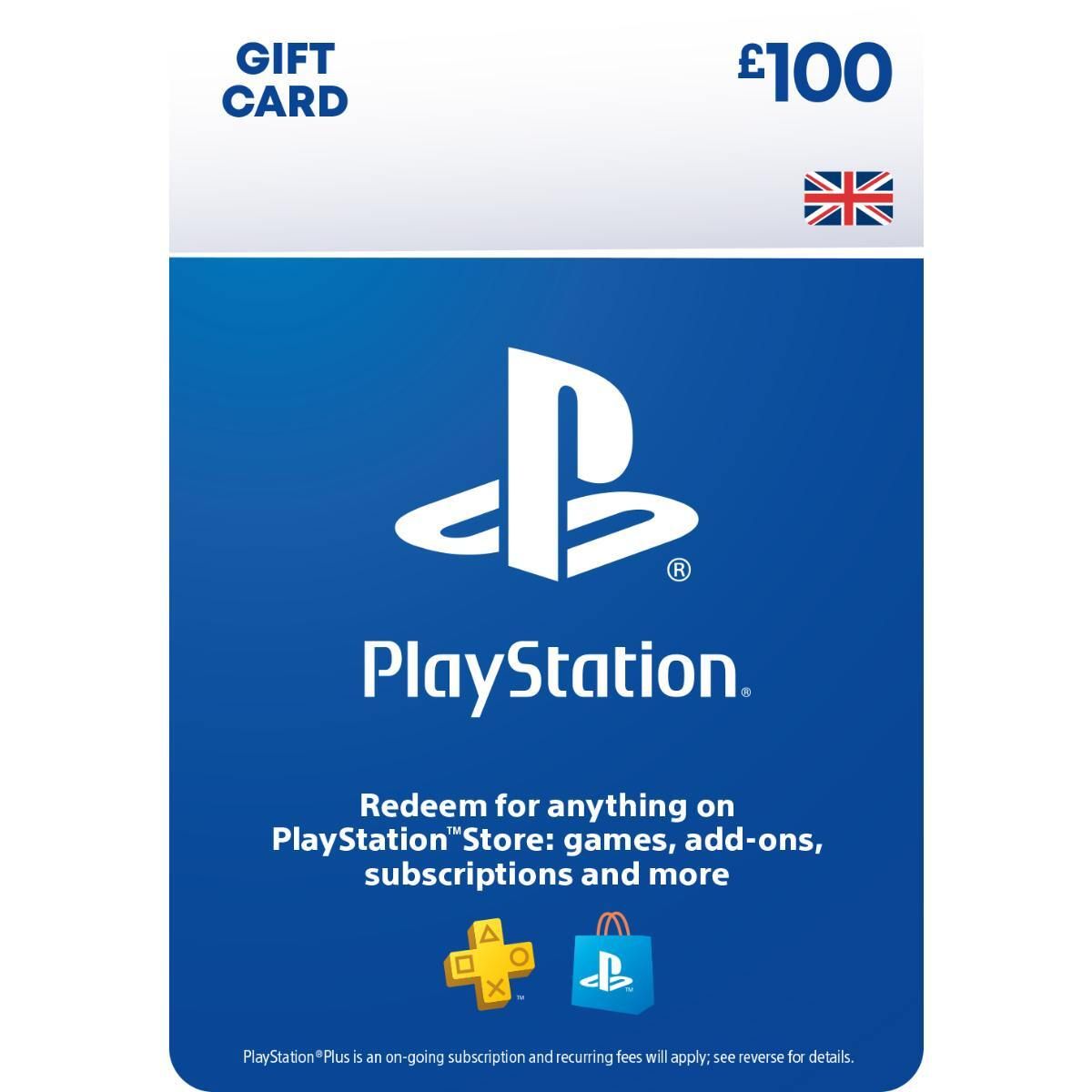 Sony PSN United Kingdom 100 svarų dovanų kortelė