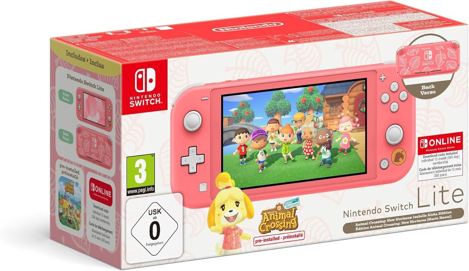 Nintendo Switch Lite Animal Crossing: New Horizons atristas 256GB garantija 12 mėn rožinis, mėlynas, žydros spalvų