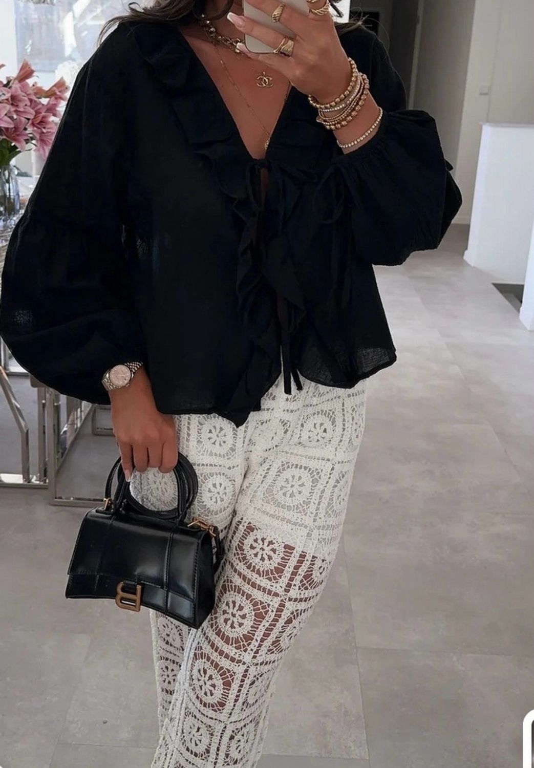 Bluse mit Schleifen