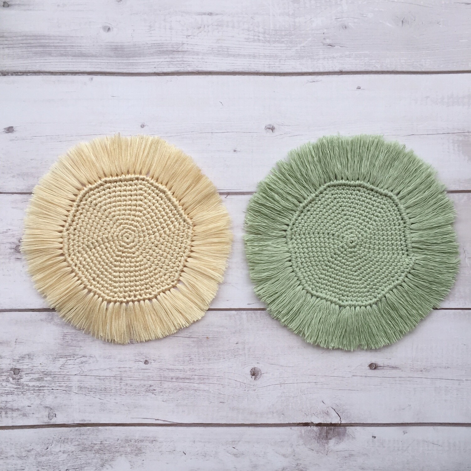 Boho crochet plant coasters