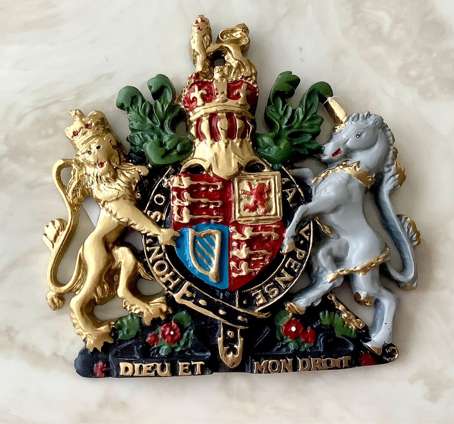 Royal Coat Of Arms Wall Plaque Crest Dieu Et Mon Droit