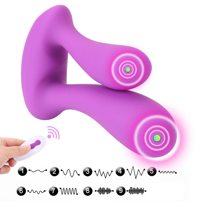 Vibrador de doble penetración para mujer, masajeador Anal y vaginal de doble cabeza con 9 velocidades, estimulador del punto G, Juguetes sexuales con Control remoto