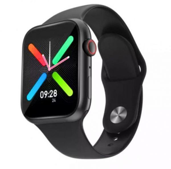 FT80 Smart Watch Size 44 MM Full Touch Screen Bluetooth Call Push Notifications With Detachable Silicone Band For IOS &amp; Android - Black