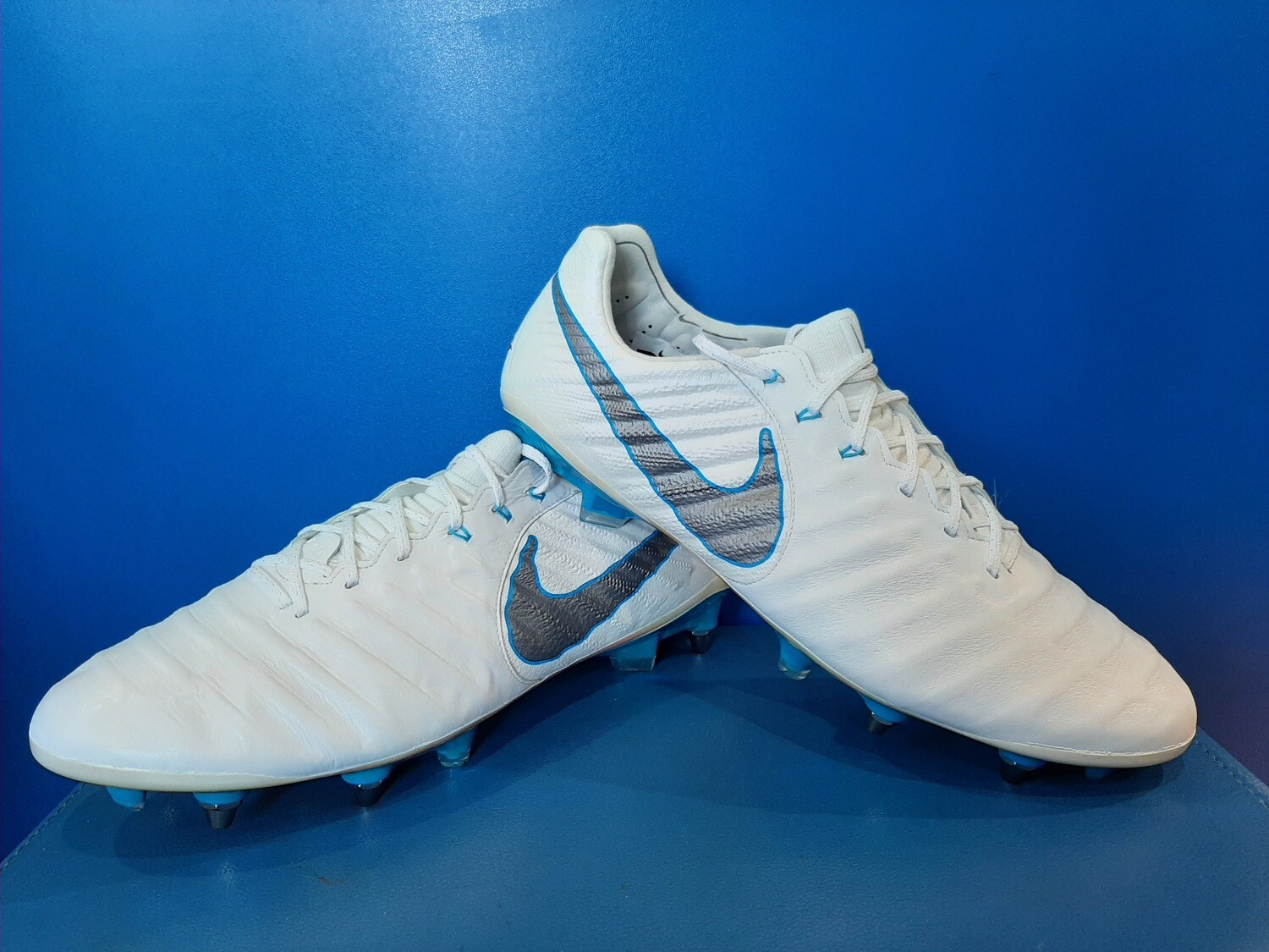 Nike Legend 7 Elite SG-Pro White Blue Hero Football Boots Mens US12 Womens US13.5 (New) (EC1128) (AH7426-108)