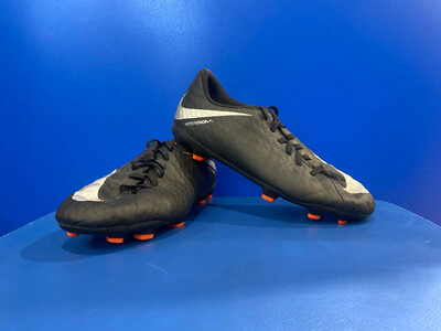 Nike Jr. Hypervenom Phade 3 FG Black/Red/Silver Football Boots US 2 (Near-New) (EC731)