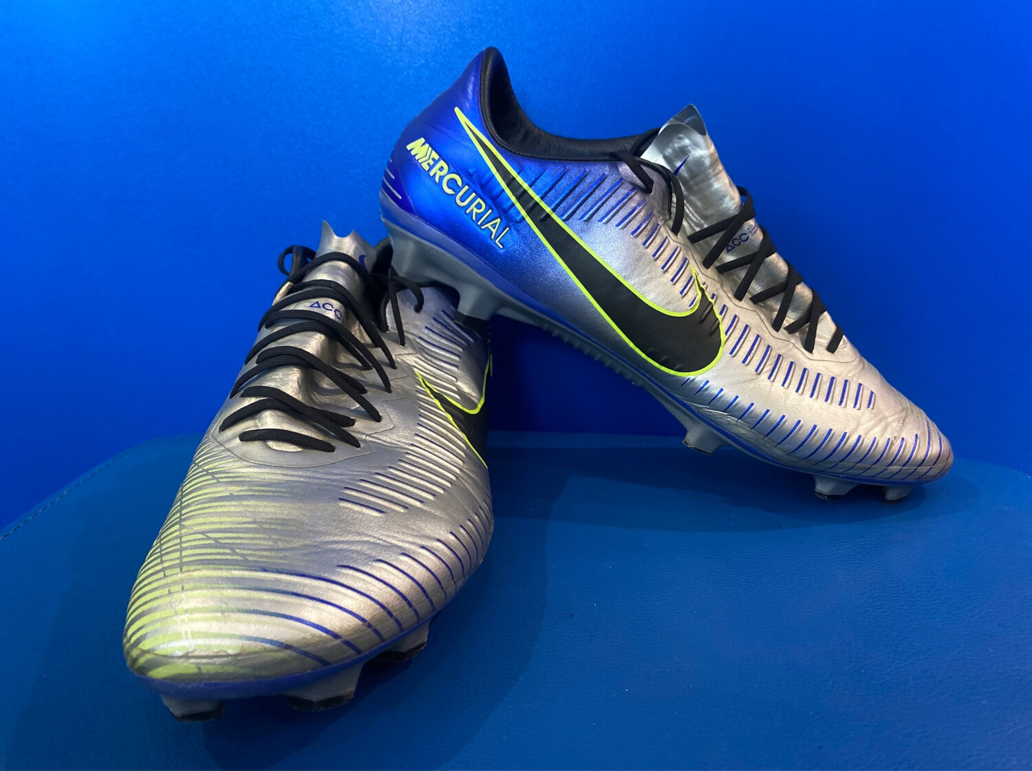 Nike Mercurial Vapor XI Neymar FG - Racer Blue/Black/Chrome/Volt US9 (Near New) (EC2712)