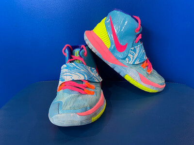 Nike Kyrie 6 TD Baltic Blue Pool Hyper Pink Yellow CZ4693-409 Size 1Y (Near New) (EC3253)