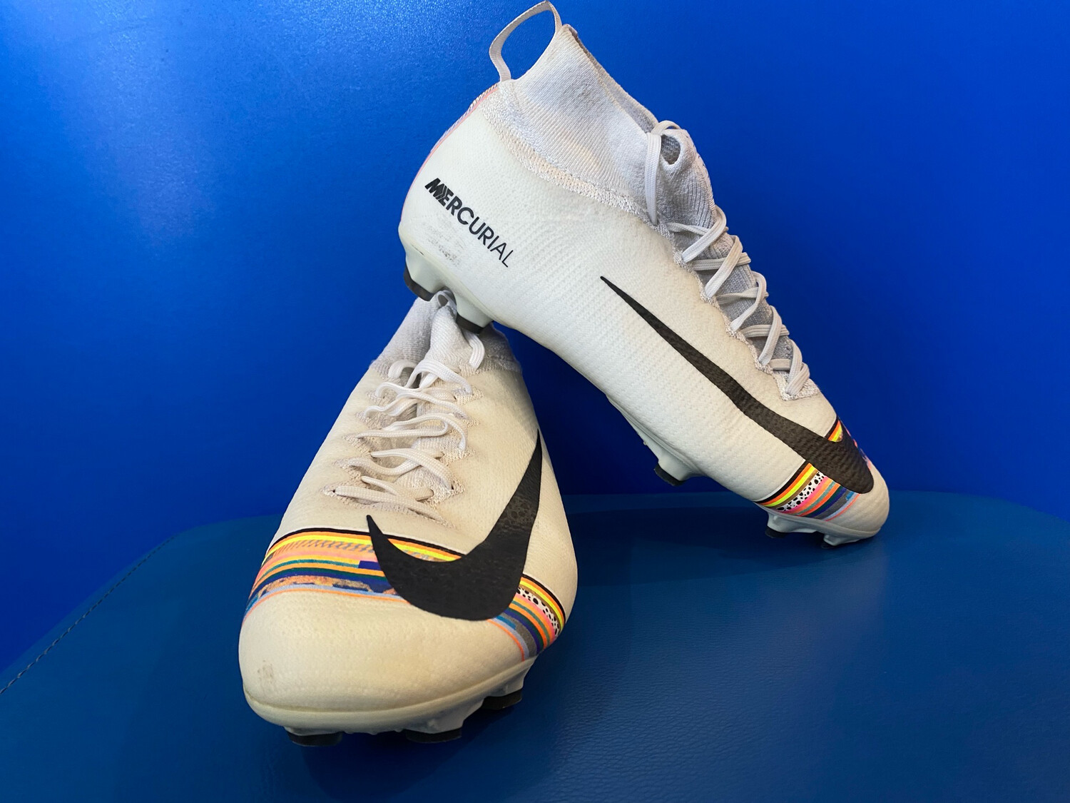 Nike mercurial superfly 6 elite flyknit acc df fg soccer cleats Football Boots (Near new) (EC3261)