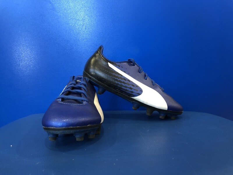 PUMA Evo Speed, football boots, blue &amp; white. Near New. (EC4021)