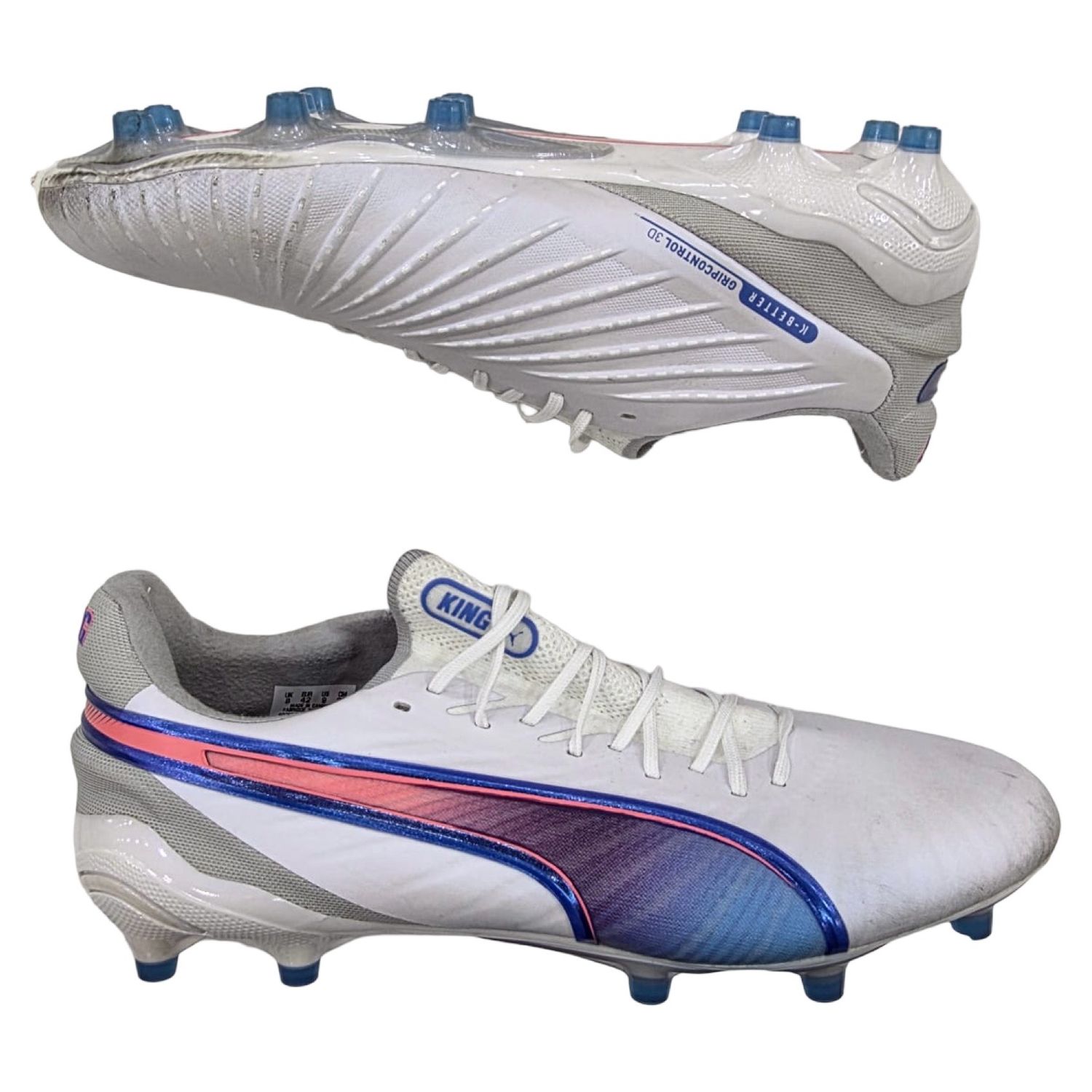 Puma King Ultimate FG/AG Formula Pack  Football Boots (107809-02) White Bluemazing Flat Light Grey Sunset Glow (Pre-owned)