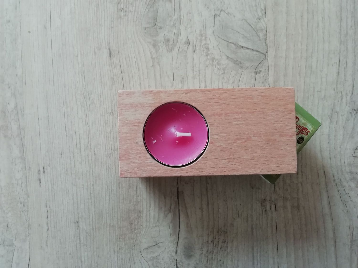 Porte bougie avec boîte allumette hêtre