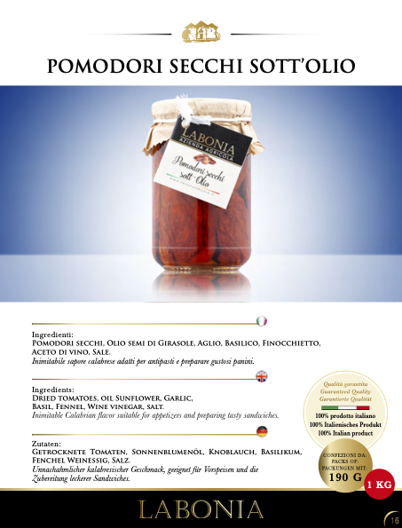 POMODORI SECCI SOTTO OLIO