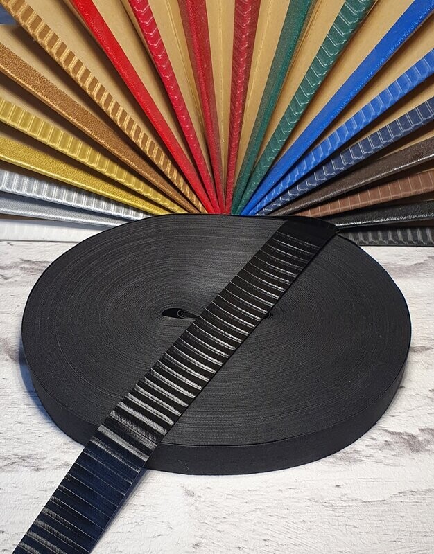 Kaliko, quergestreift, 19 mm, schwarz, 1 m Kaliko, quergestreift, 19 mm, schwarz, 1 m