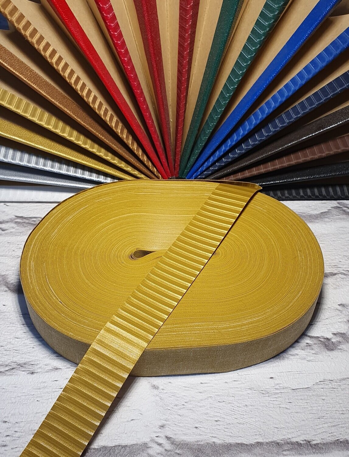 Kaliko, quergestreift, 24 mm, gold, 1 m